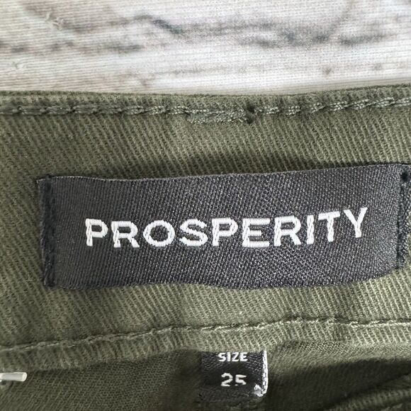 Prosperity Denim Wide Straight Leg Cargo Jeans Womens 25 in Olive Green NWT - Picture 4 of 9